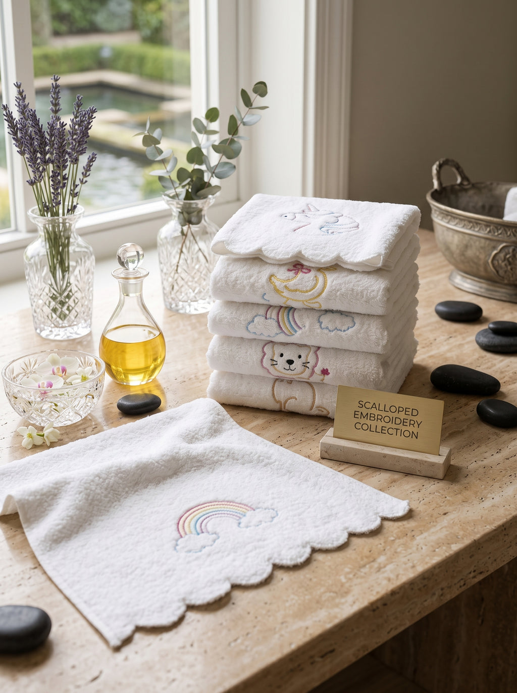 Cute Embroidered Kids Hand Towel - 20" x 30" | Soft Cotton Towel for Children | Cartoon Design Bathroom Towel