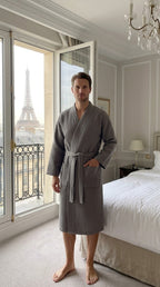 Unisex Waffle Bathrobe Set | Premium Yarn-Dyed Cotton Robe for Men & Women