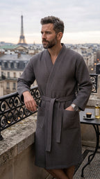 Unisex Waffle Bathrobe Set | Premium Yarn-Dyed Cotton Robe for Men & Women