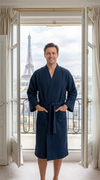 Unisex Waffle Bathrobe Set | Premium Yarn-Dyed Cotton Robe for Men & Women