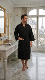Unisex Waffle Bathrobe Set | Premium Yarn-Dyed Cotton Robe for Men & Women