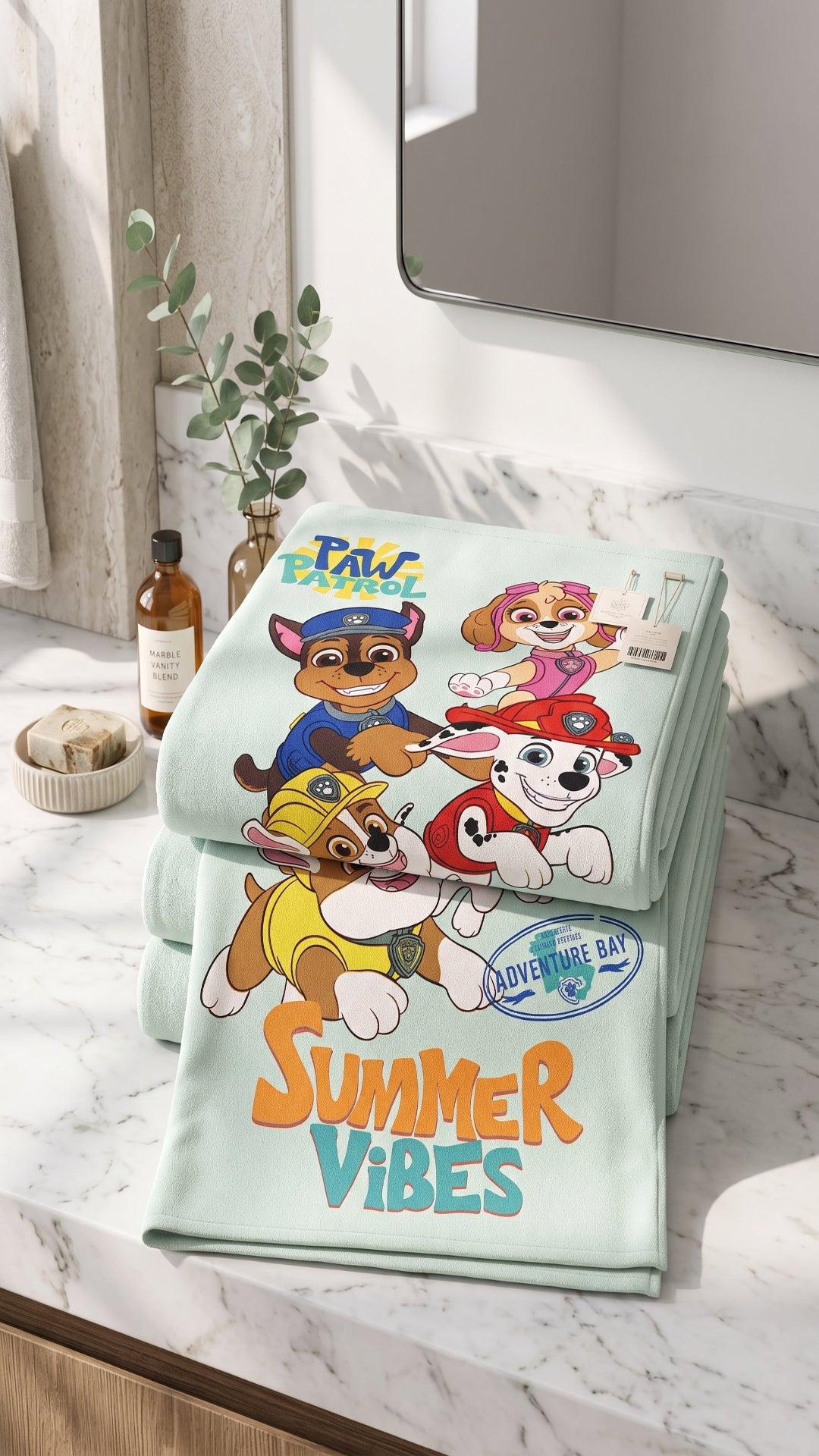 Kids Cartoon Print Towel - Soft & Absorbent Cotton Bath Towel for Children