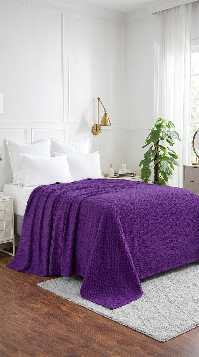 Zig-Zag Chevron Cotton Blanket – All-Season Bedding for Double Bed (210x240 cm)