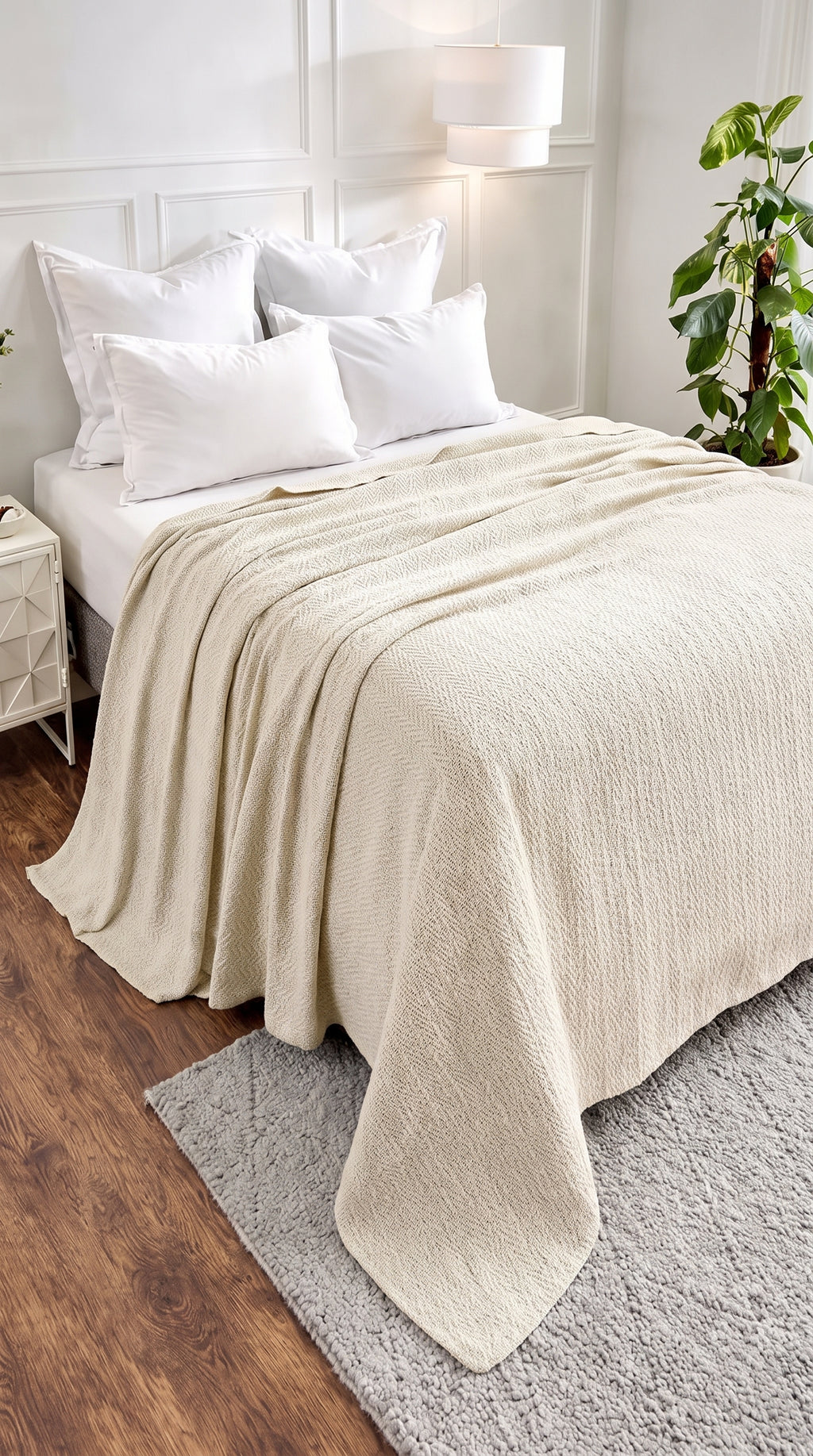Zig-Zag Chevron Cotton Blanket – All-Season Bedding for Double Bed (210x240 cm)