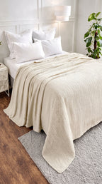 Zig-Zag Chevron Cotton Blanket – All-Season Bedding for Double Bed (210x240 cm)
