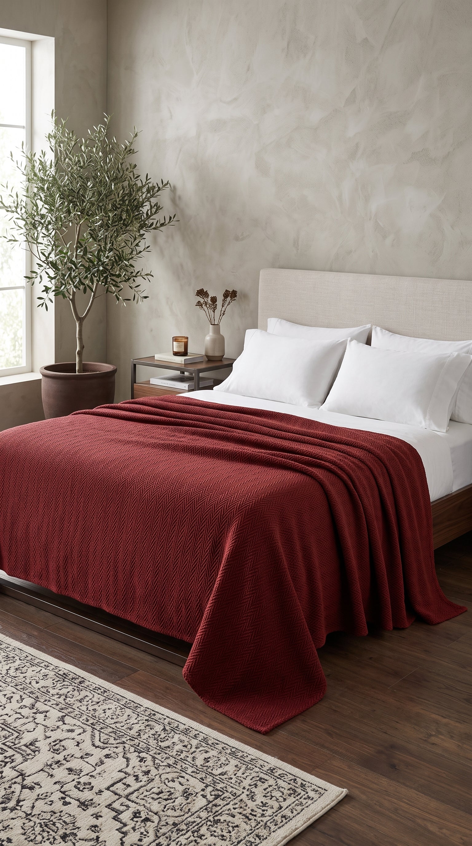 Zig-Zag Chevron Cotton Blanket – All-Season Bedding for Double Bed (210x240 cm)