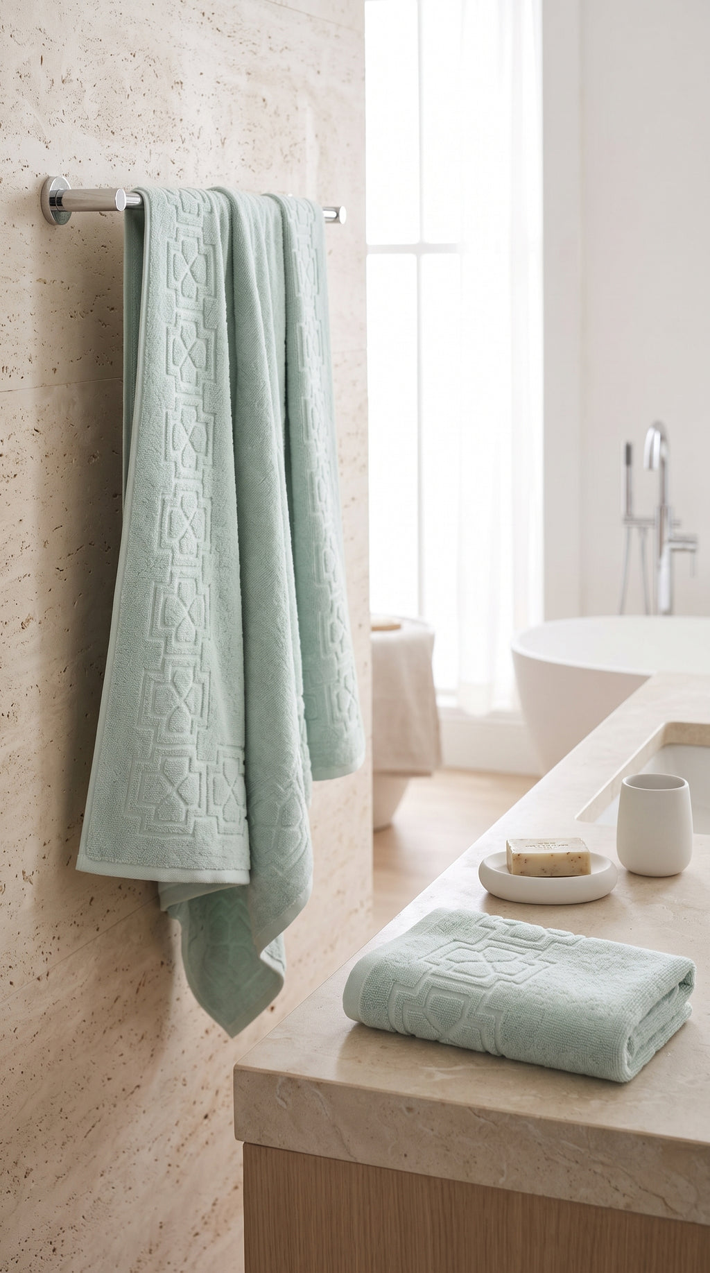 Sage Green Cotton Bath Towel Set of 2 | 100% Cotton Heavy Absorbent Towels