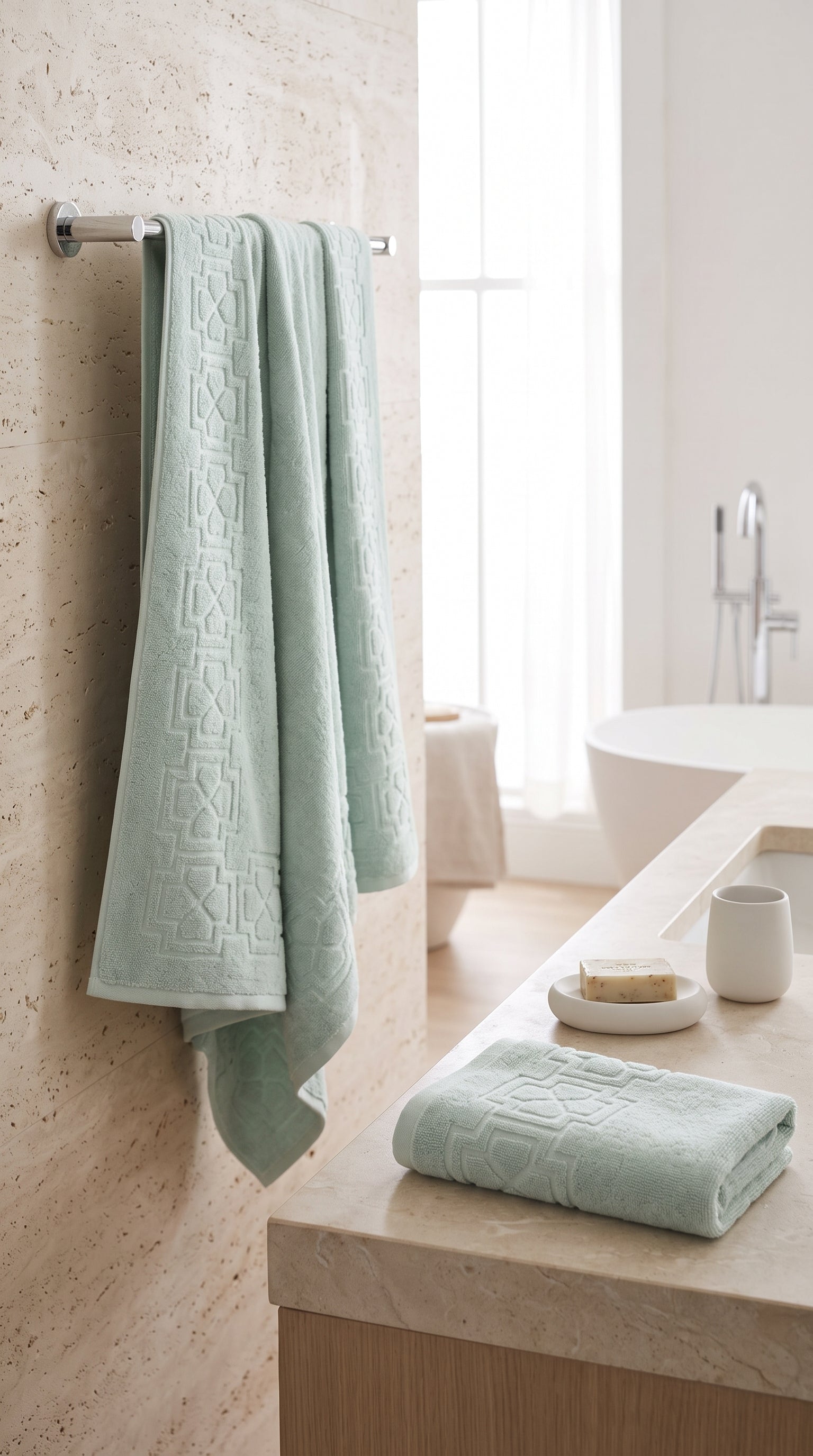 Sage Green Cotton Bath Towel Set of 2 | 100% Cotton Heavy Absorbent Towels