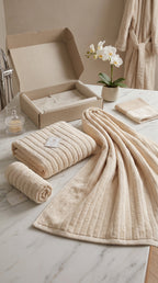Luxury 100% Cotton Towel Set of 3 | Soft Absorbent Bath, Hand & Sheet Towels – Beige