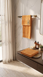 Golden-Orange Premium Cotton Towel Set | Bath Towel & Hand Towel Combo, 100% Cotton
