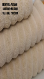 Luxury 100% Cotton Towel Set of 3 | Soft Absorbent Bath, Hand & Sheet Towels – Beige