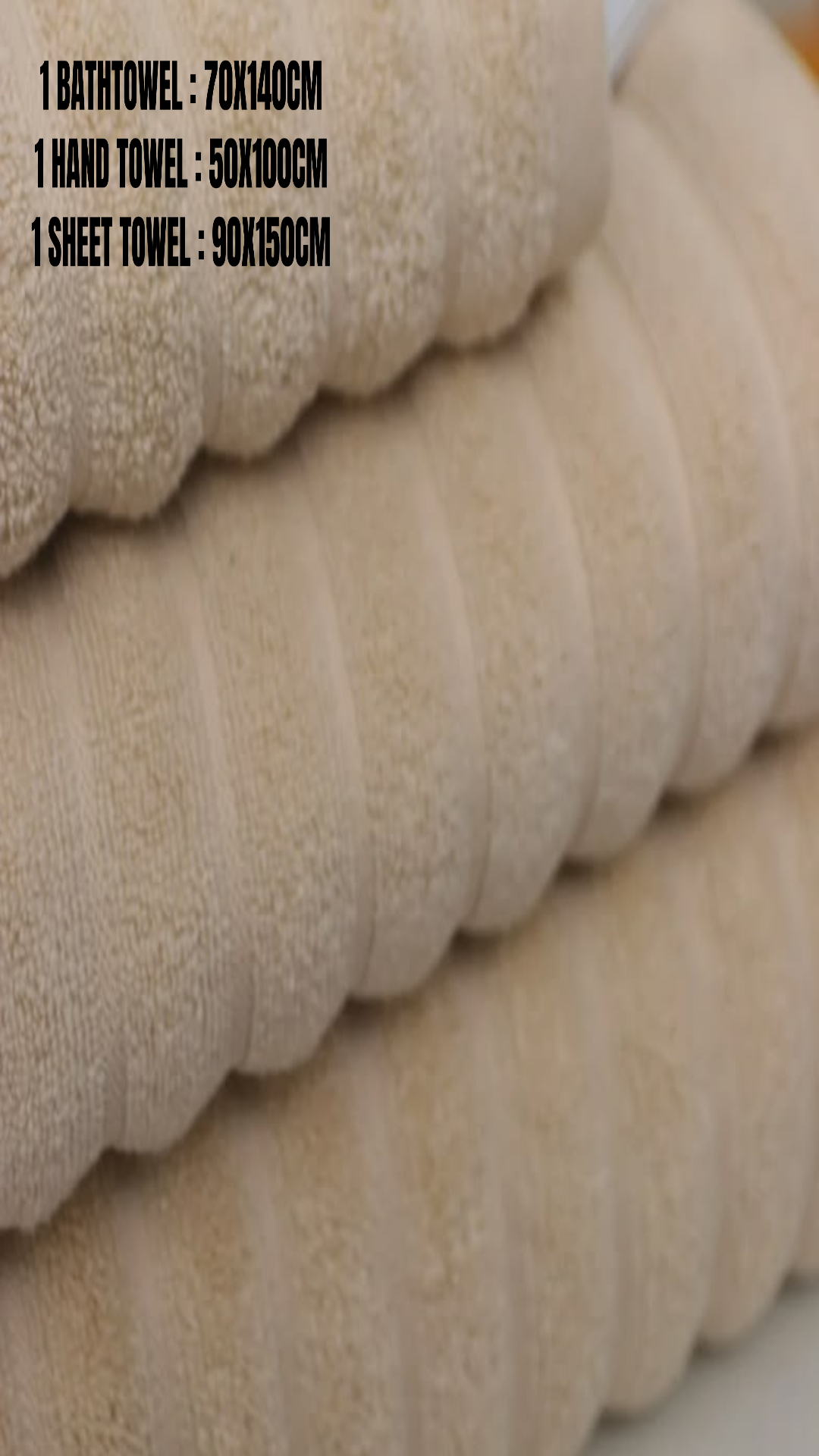 Luxury 100% Cotton Towel Set of 3 | Soft Absorbent Bath, Hand & Sheet Towels – Beige