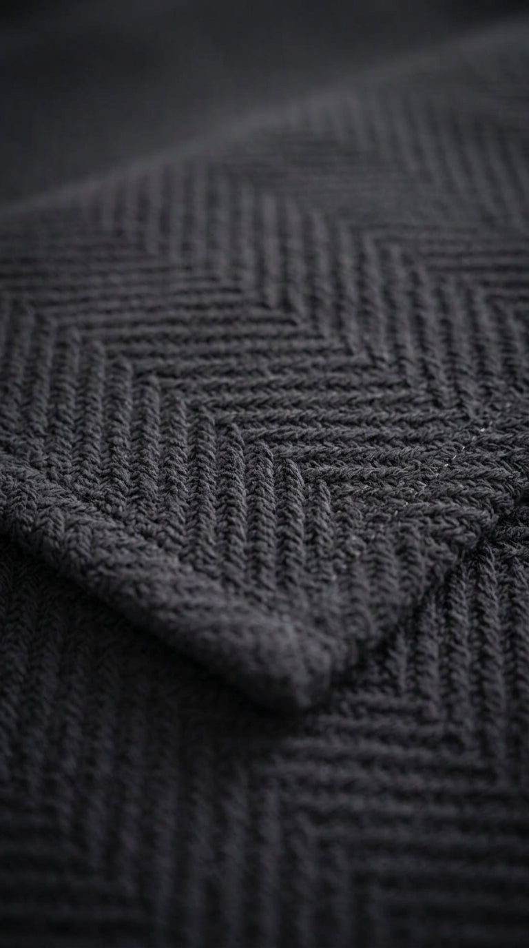 Textured Chevron Woven Cotton Blanket – Rich Brown All-Season Throw