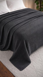 Textured Chevron Woven Cotton Blanket – Rich Brown All-Season Throw