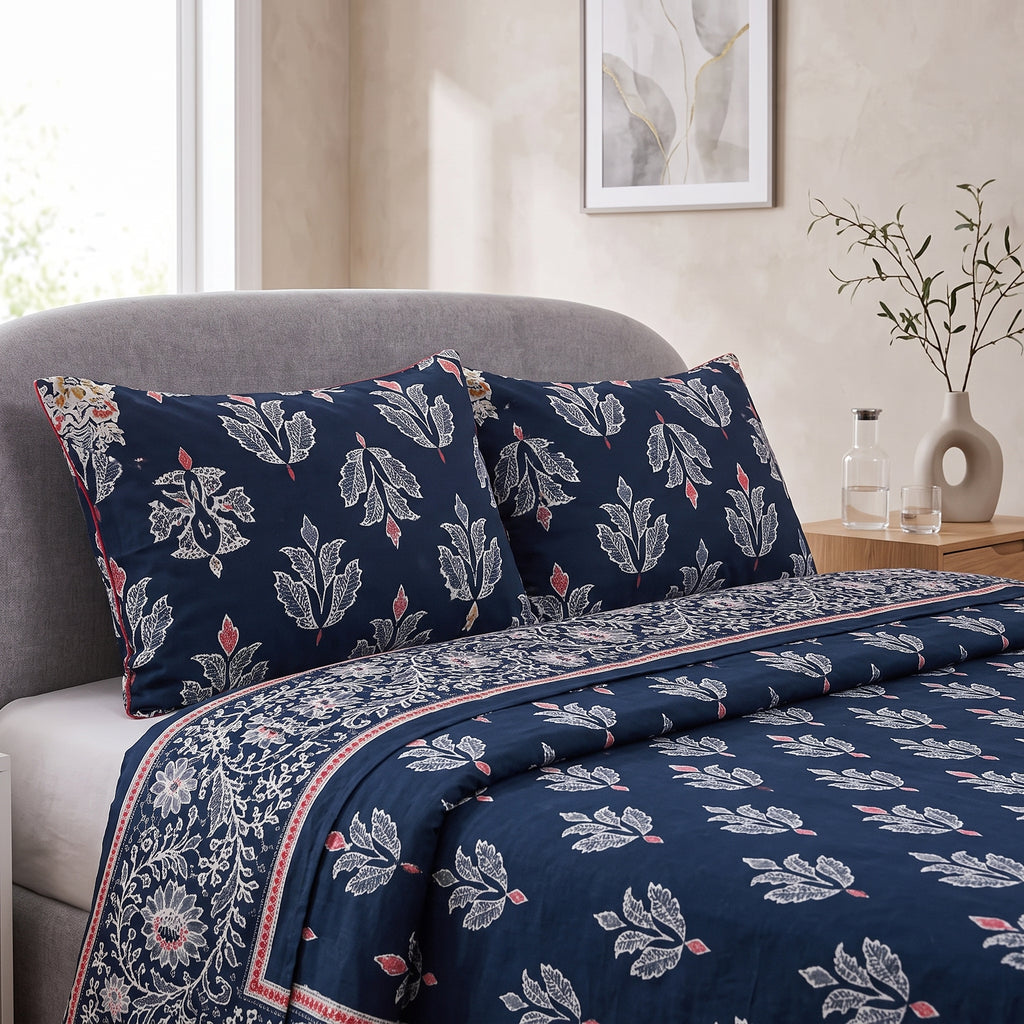 Micro Rich Cotton Double Bed Bedsheet Set - 93x96 |Premium Soft & Elegant Design | 2 Pillow Covers Included