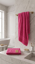 Hot Pink Premium Cotton Towel Set | Bath Towel & Hand Towel Combo, 100% Cotton