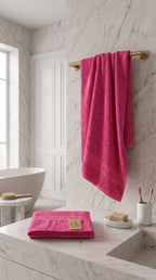 Hot Pink Premium Cotton Towel Set | Bath Towel & Hand Towel Combo, 100% Cotton