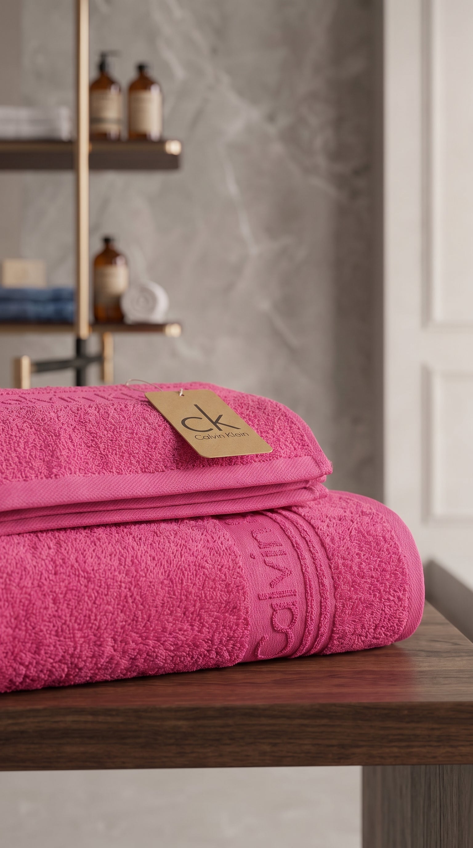 Hot Pink Premium Cotton Towel Set | Bath Towel & Hand Towel Combo, 100% Cotton