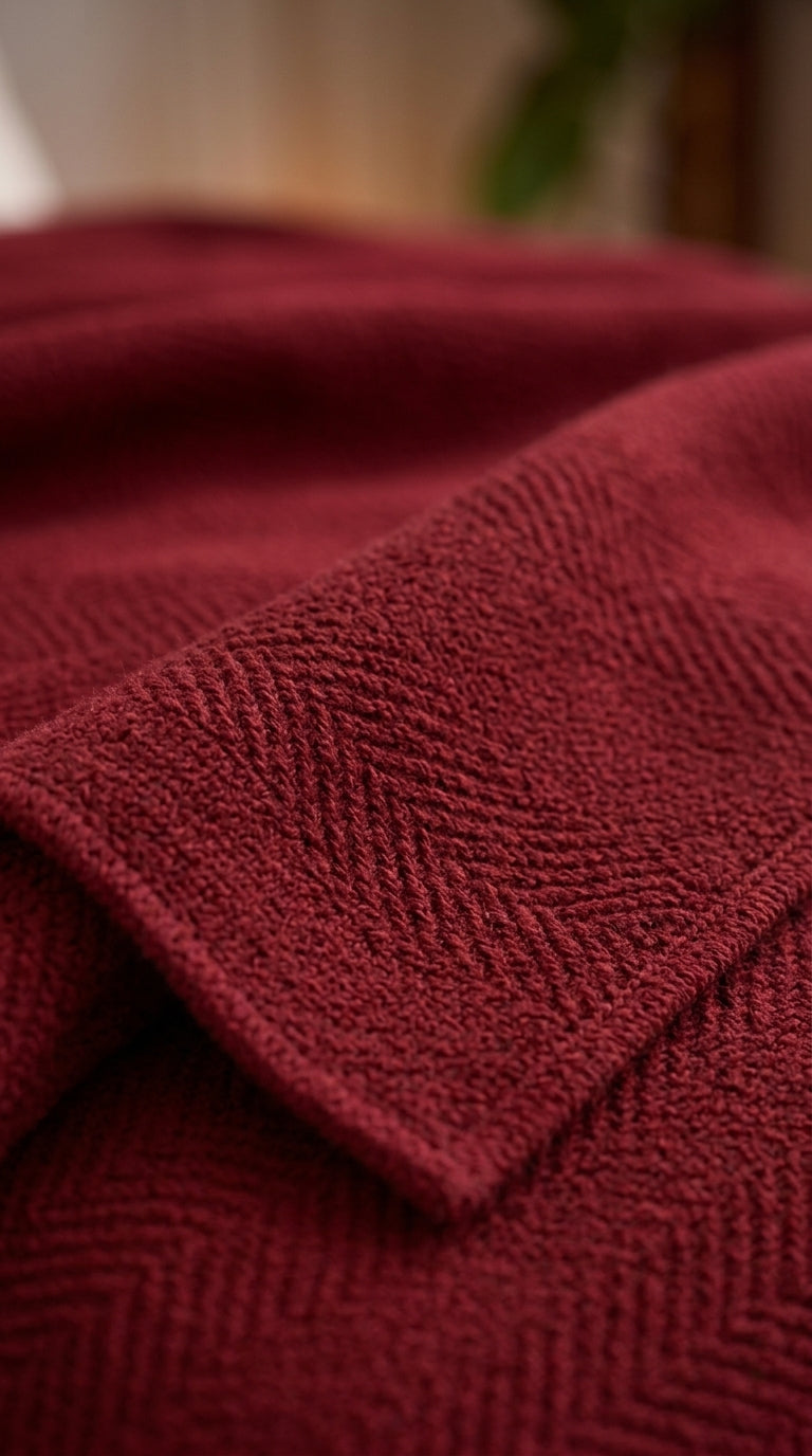 Textured Chevron Woven Cotton Blanket – Rich Brown All-Season Throw