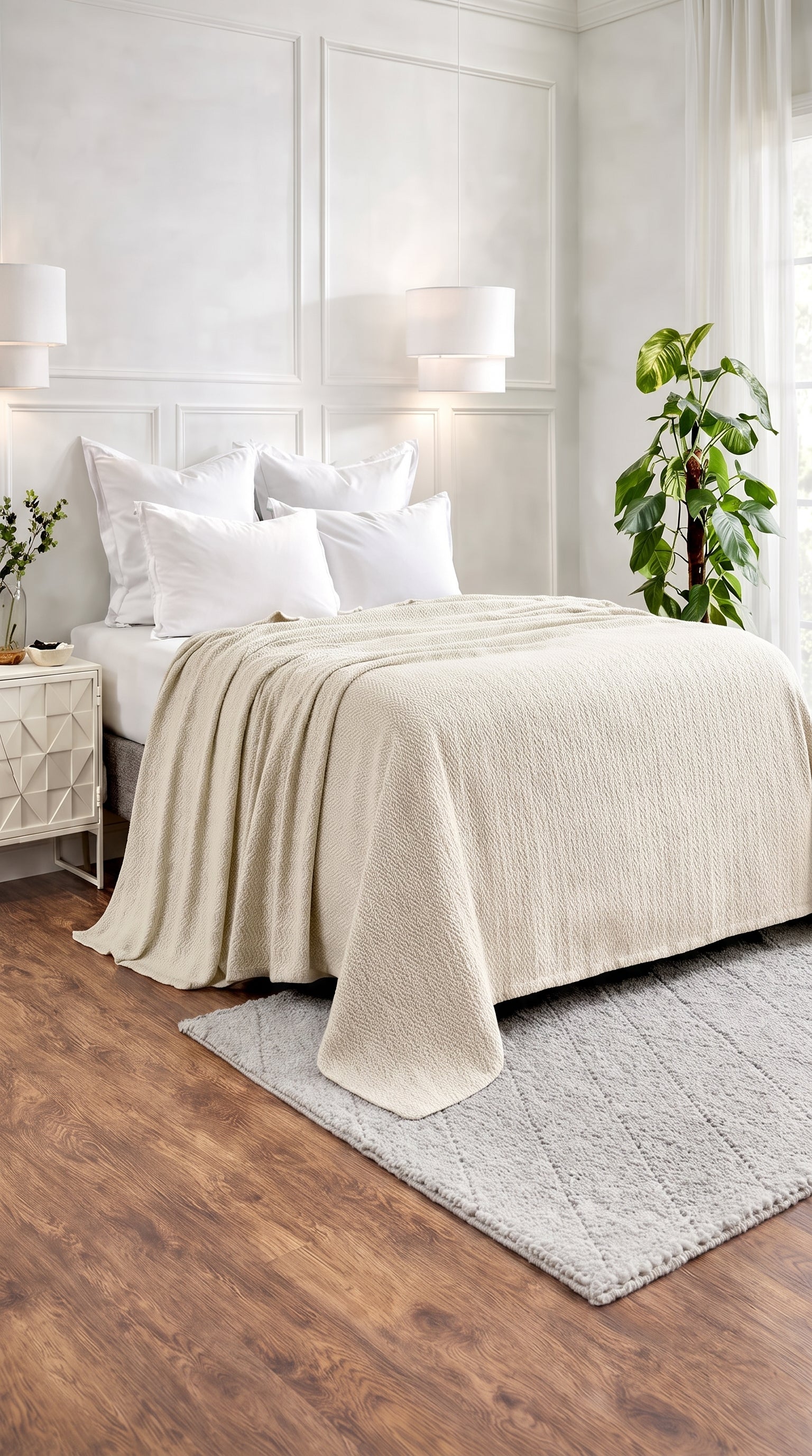 Zig-Zag Chevron Cotton Blanket – All-Season Bedding for Double Bed (210x240 cm)
