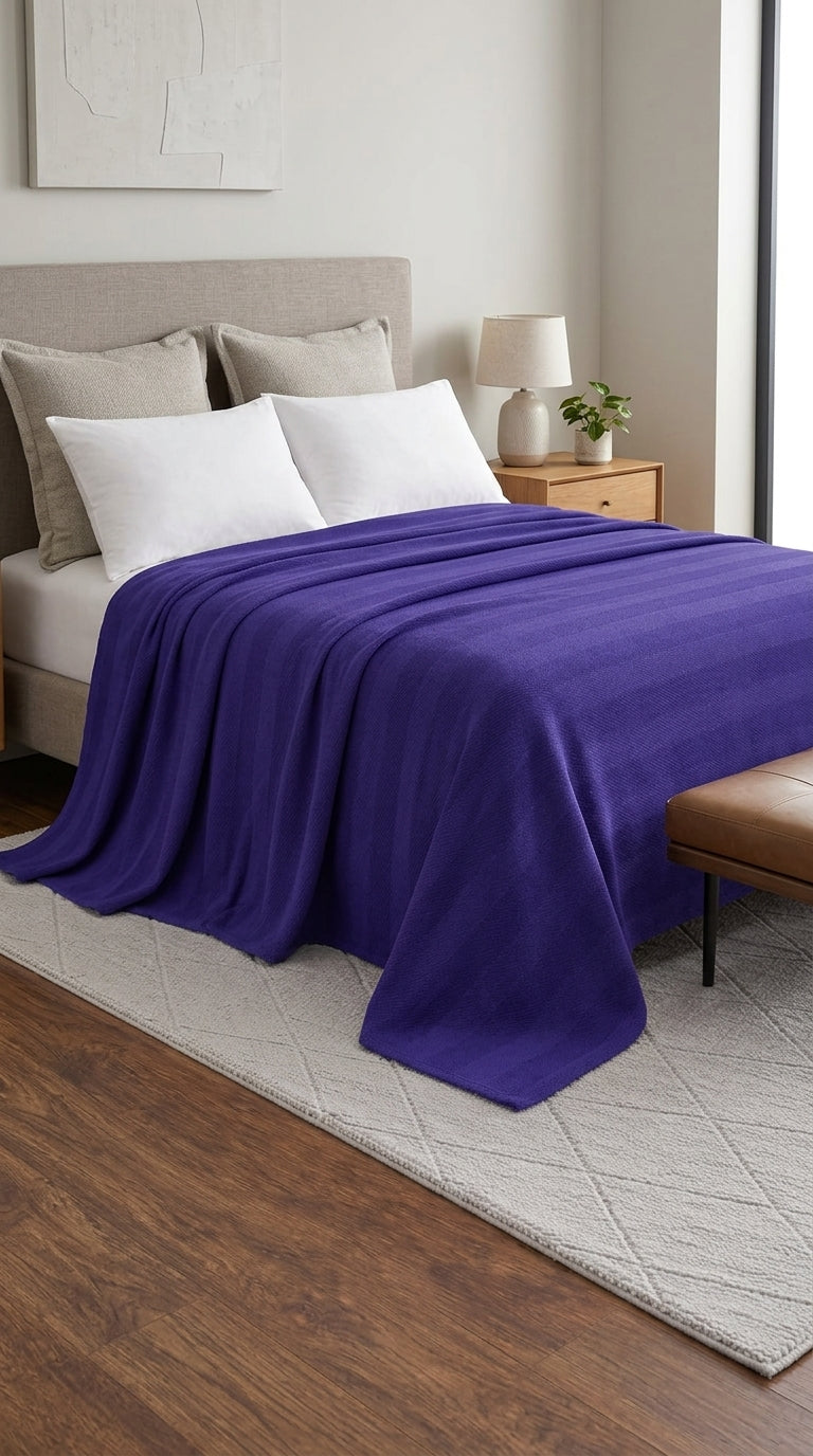 Textured Chevron Woven Cotton Blanket – Rich Brown All-Season Throw
