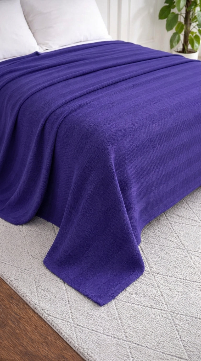Textured Chevron Woven Cotton Blanket – Rich Brown All-Season Throw