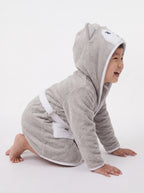 Wolf Hooded Kids Bathrobe – velvet gray (Ages 4, 6, & 8)