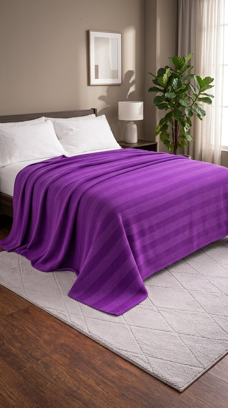 Textured Chevron Woven Cotton Blanket – Rich Brown All-Season Throw