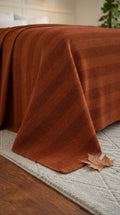 Textured Chevron Woven Cotton Blanket – Rich Brown All-Season Throw