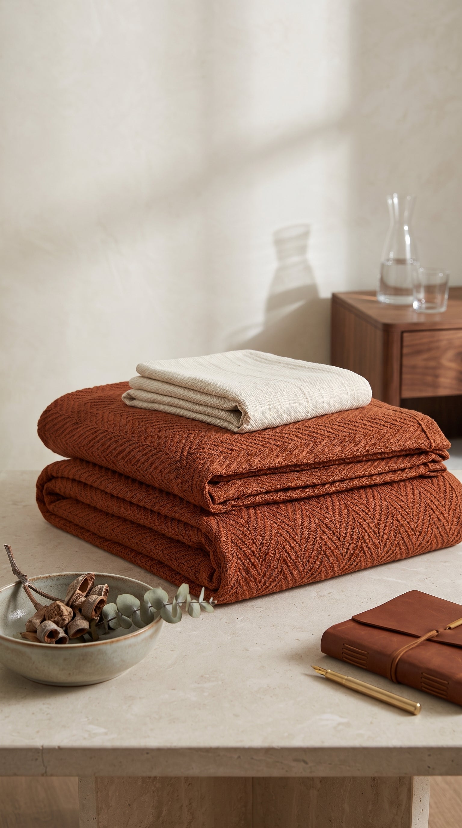 Zig-Zag Chevron Cotton Blanket – All-Season Bedding for Double Bed (210x240 cm)