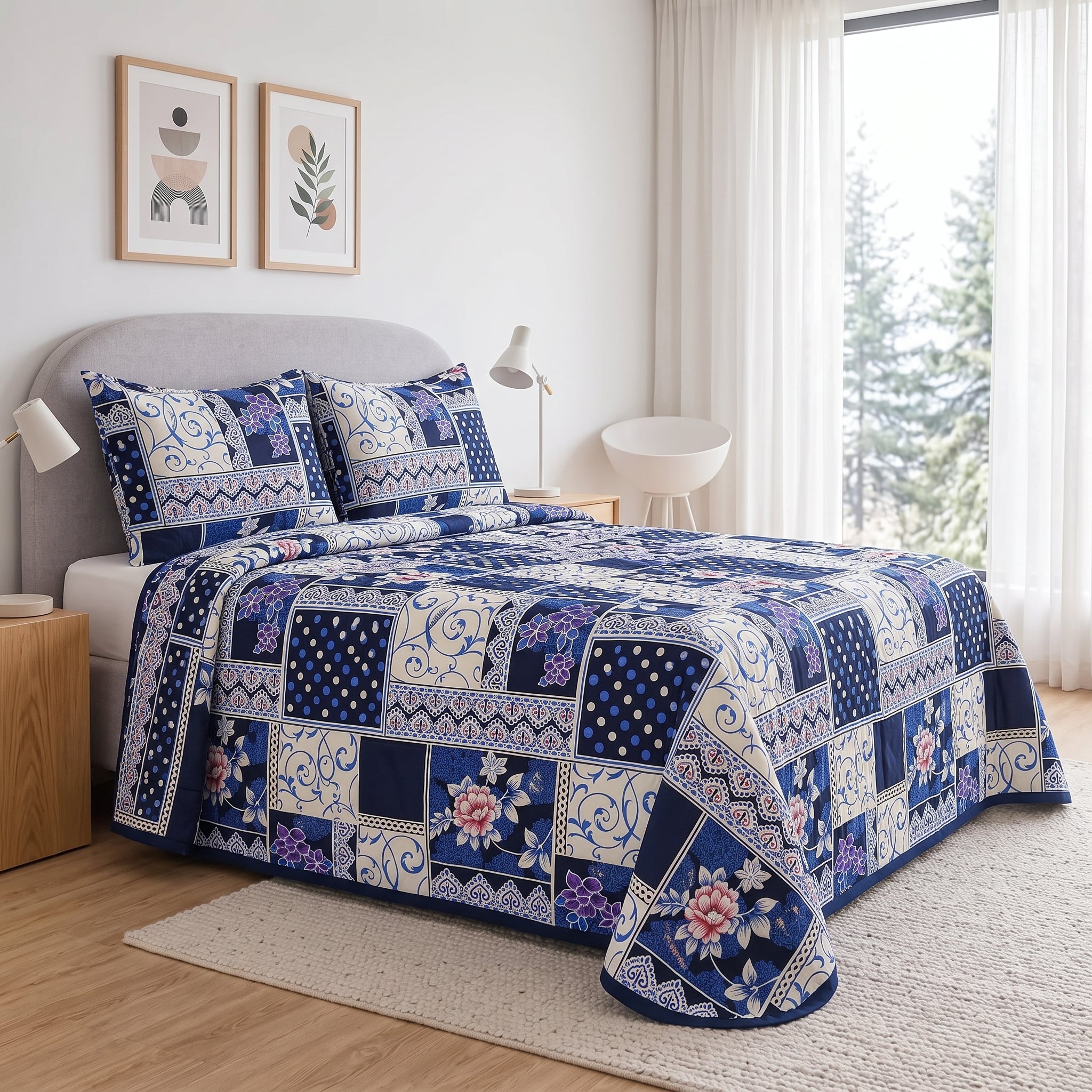 Micro Rich Cotton Double Bed Bedsheet Set – 93x96 | Premium Soft & Elegant Design