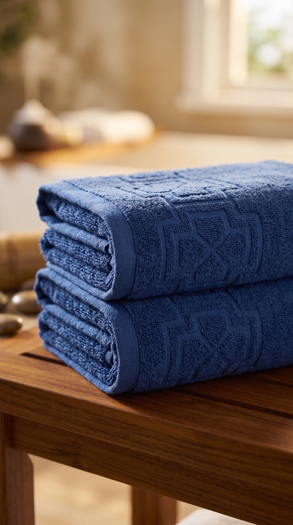 Navy Blue Cotton Bath Towel Set of 2 | 100% Cotton Absorbent Heavyweight Towels