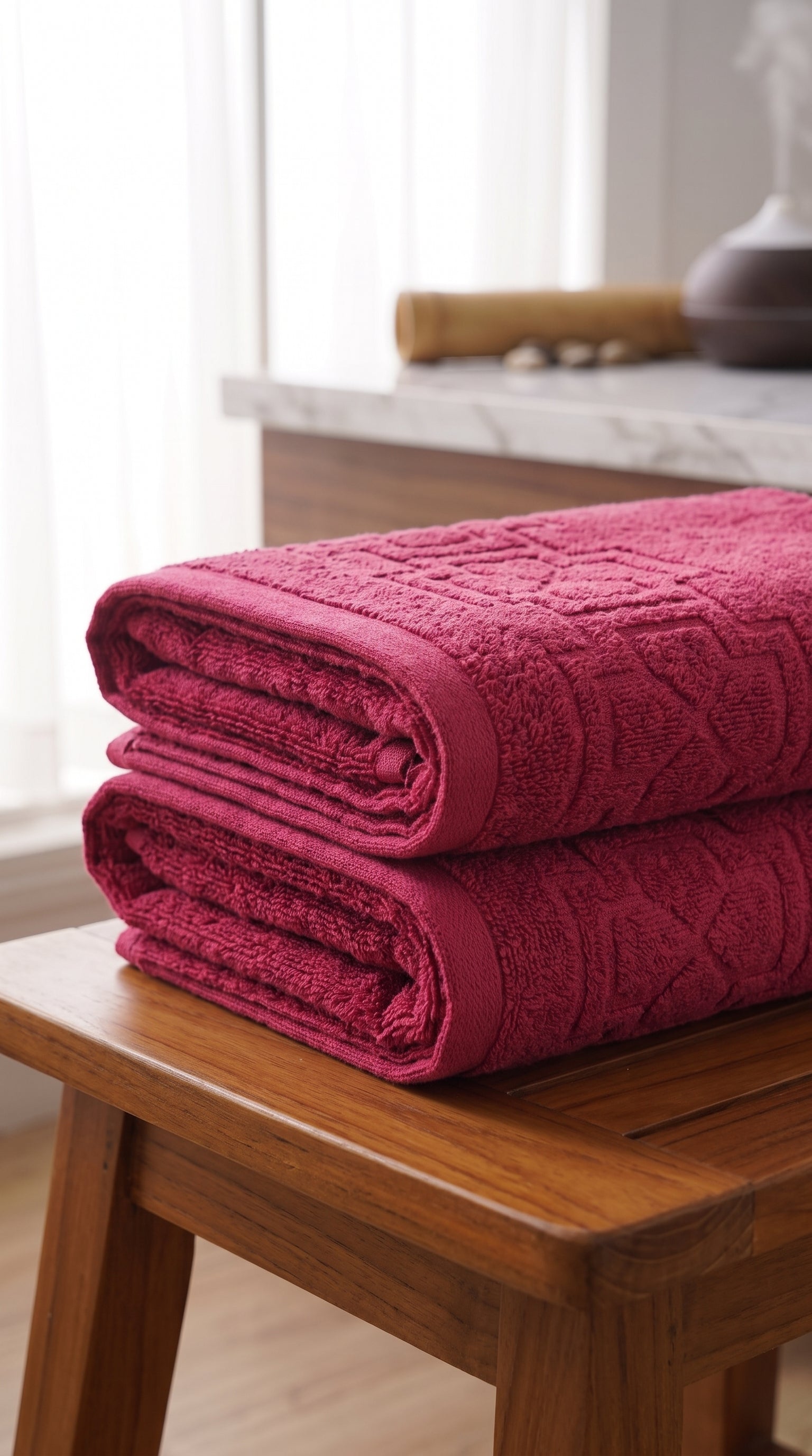 Magenta Pink Cotton Bath Towel Set of 2 | 100% Cotton Vibrant Absorbent Towels
