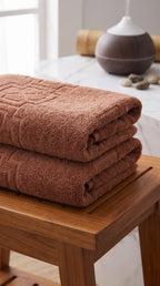 Rust Terracotta Cotton Bath Towel Set of 2 | 100% Cotton Absorbent Heavyweight Towels