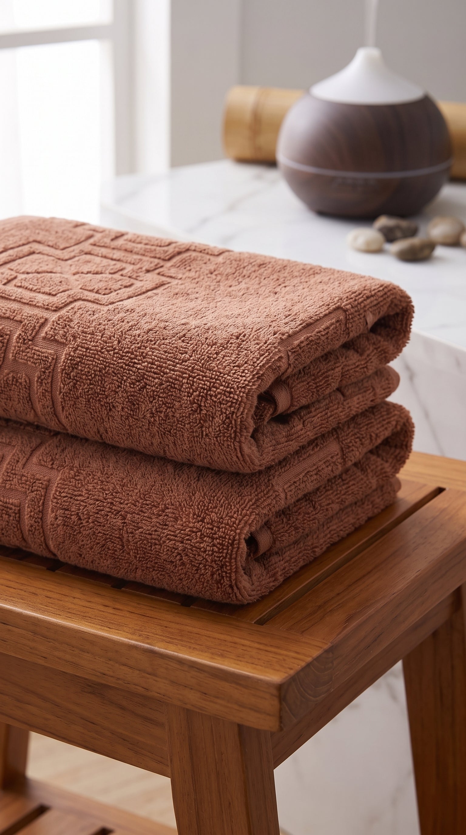 Rust Terracotta Cotton Bath Towel Set of 2 | 100% Cotton Absorbent Heavyweight Towels