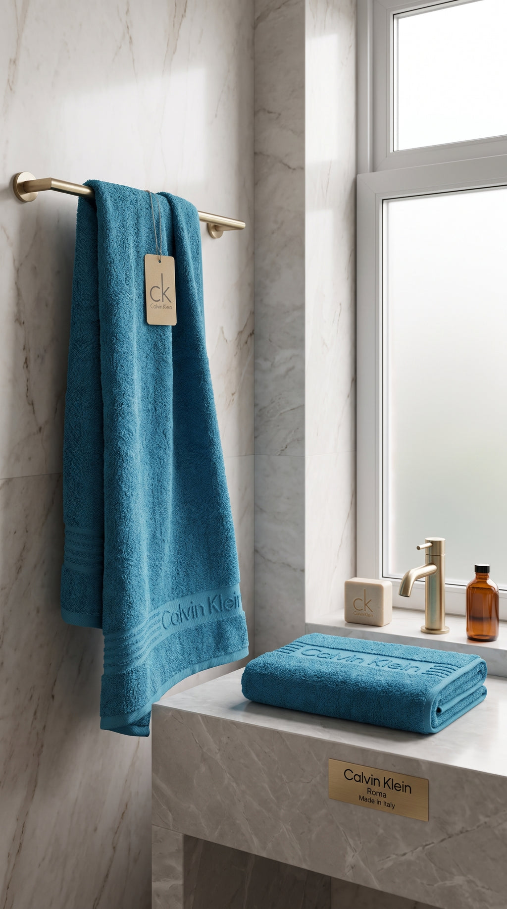 Teal Blue Premium Cotton Towel Set | Bath Towel & Hand Towel Combo, 100% Cotton