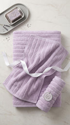 Luxury 100% Cotton Ribbed Towels | Soft Absorbent Bath Towel Set – Lavender