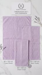 Luxury 100% Cotton Ribbed Towels | Soft Absorbent Bath Towel Set – Lavender