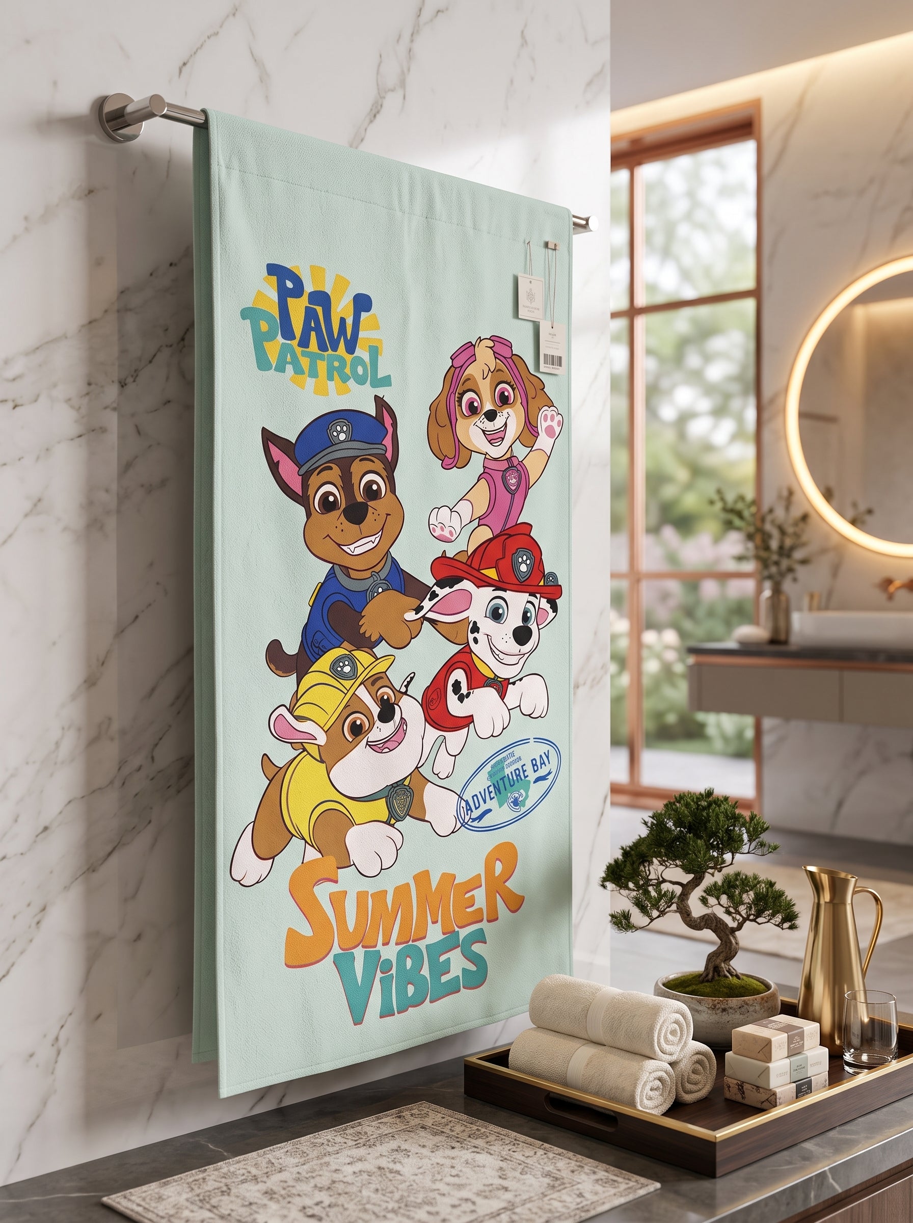 Kids Cartoon Print Towel - Soft & Absorbent Cotton Bath Towel for Children