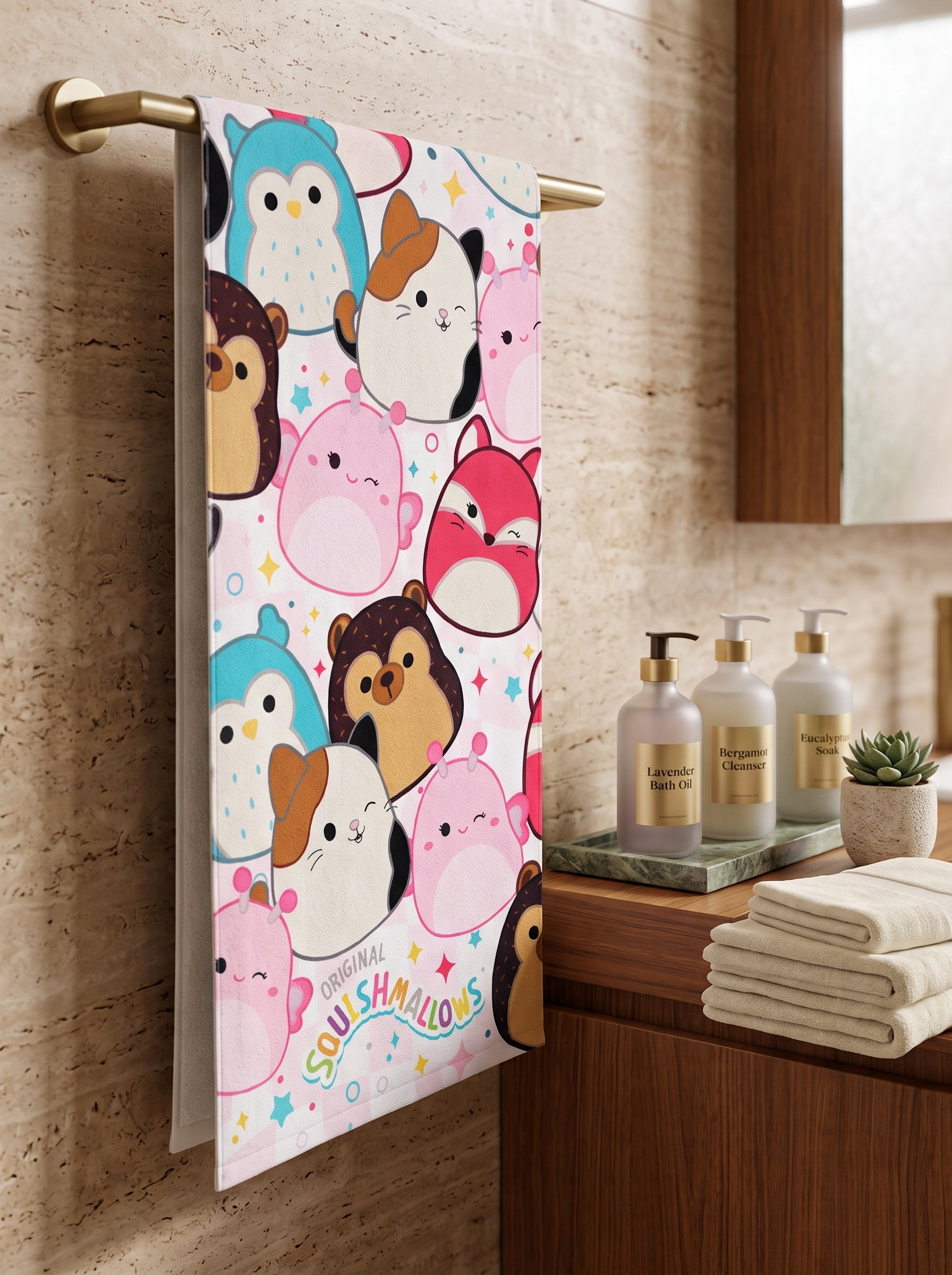 Kids Cute Animal Character Printed Towel - Soft & Absorbent Bath Towel