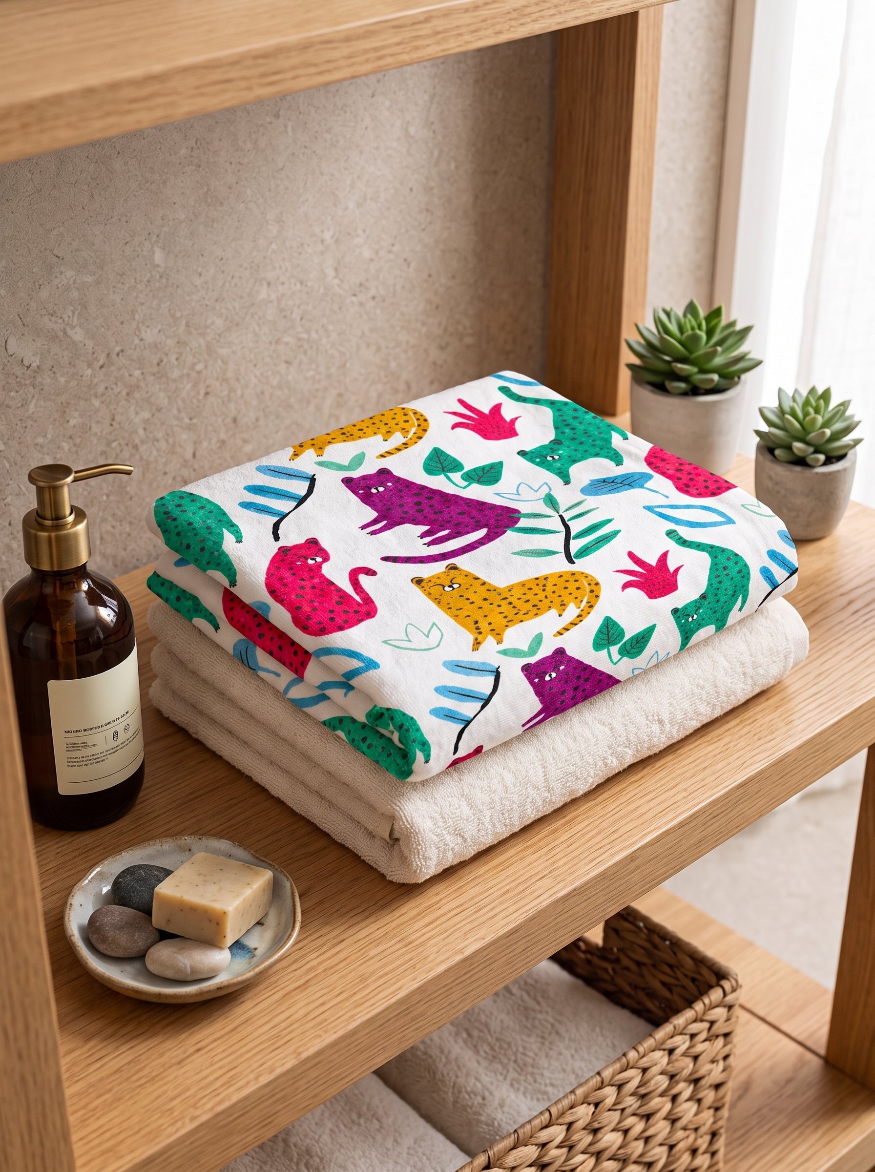 Printed Towel for Kids - Bright Colors & Soft Cotton Bath Towel