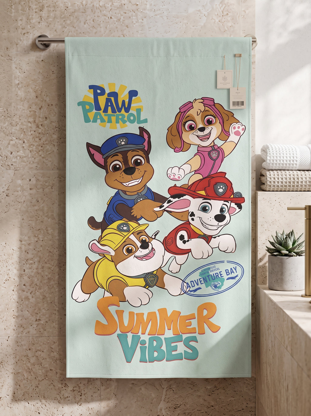 Kids Cartoon Print Towel - Soft & Absorbent Cotton Bath Towel for Children