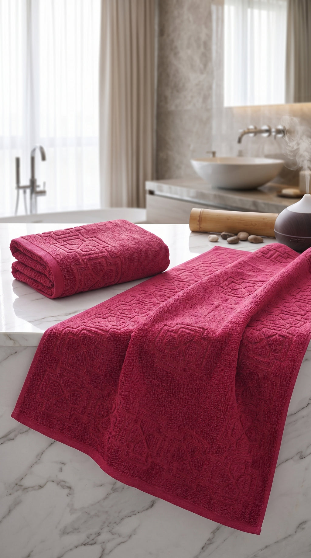 Magenta Pink Cotton Bath Towel Set of 2 | 100% Cotton Vibrant Absorbent Towels