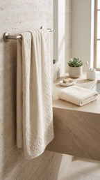 Ivory Cream Cotton Bath Towel Set of 2 | 100% Cotton Soft Absorbent Towels