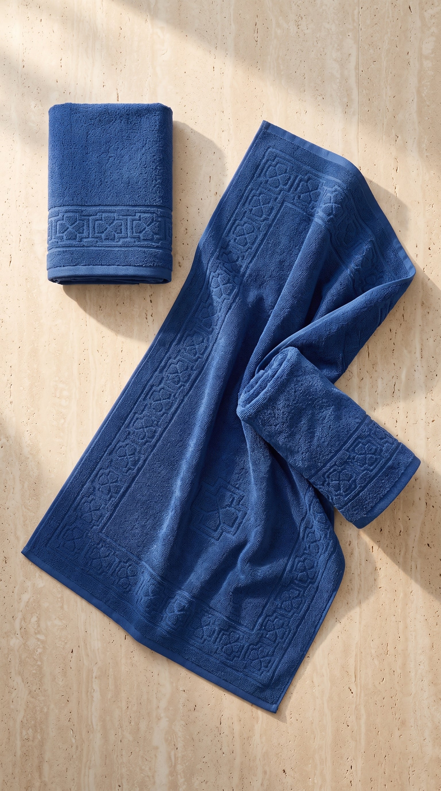Navy Blue Cotton Bath Towel Set of 2 | 100% Cotton Absorbent Heavyweight Towels