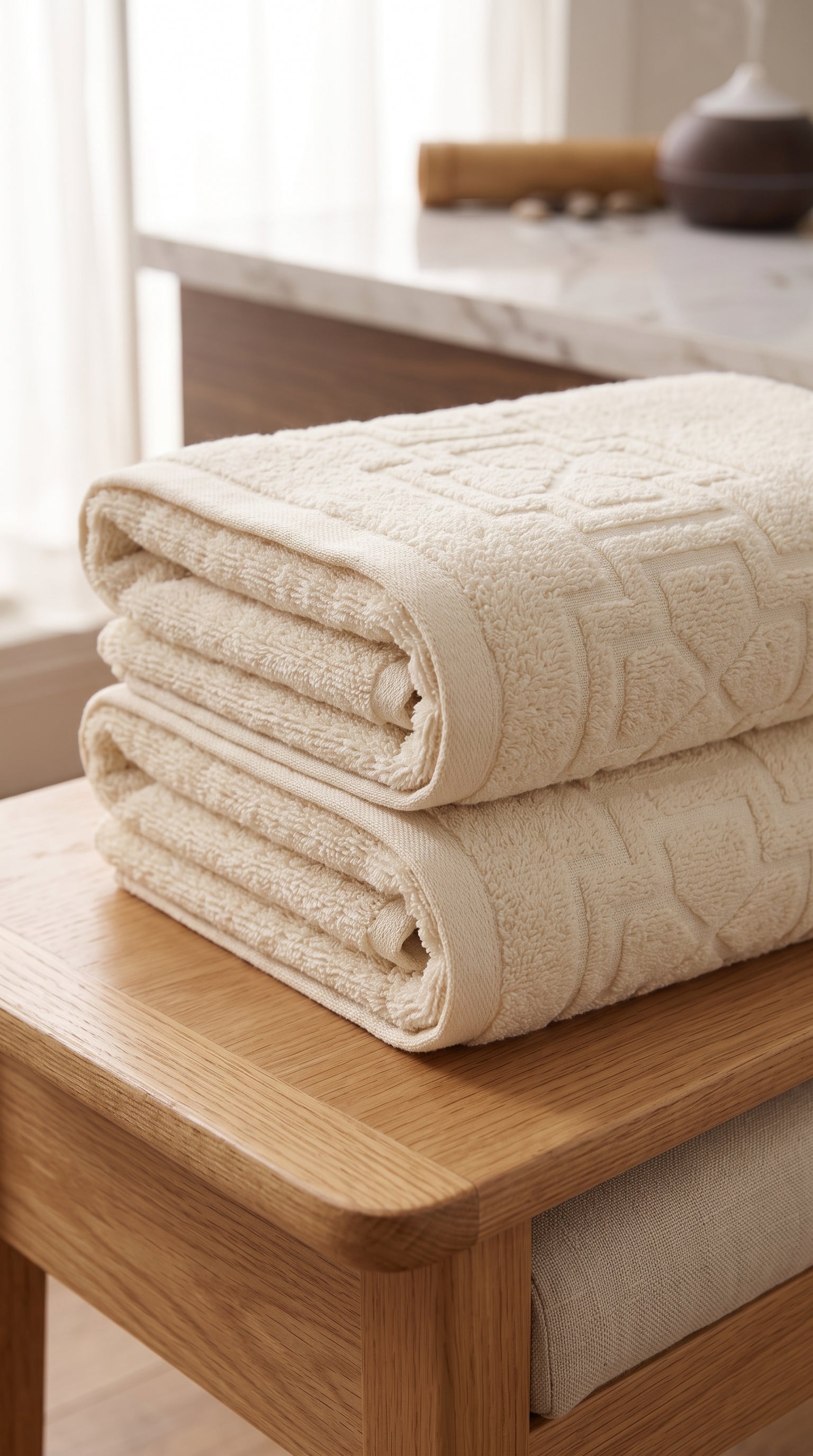 Ivory Cream Cotton Bath Towel Set of 2 | 100% Cotton Soft Absorbent Towels