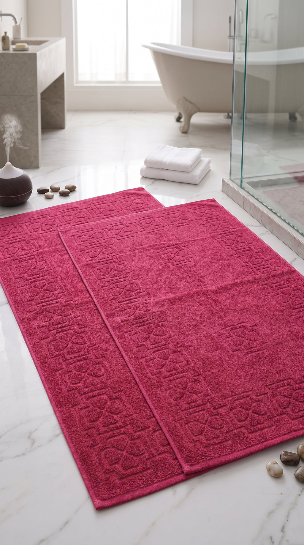 Magenta Pink Cotton Bath Towel Set of 2 | 100% Cotton Vibrant Absorbent Towels