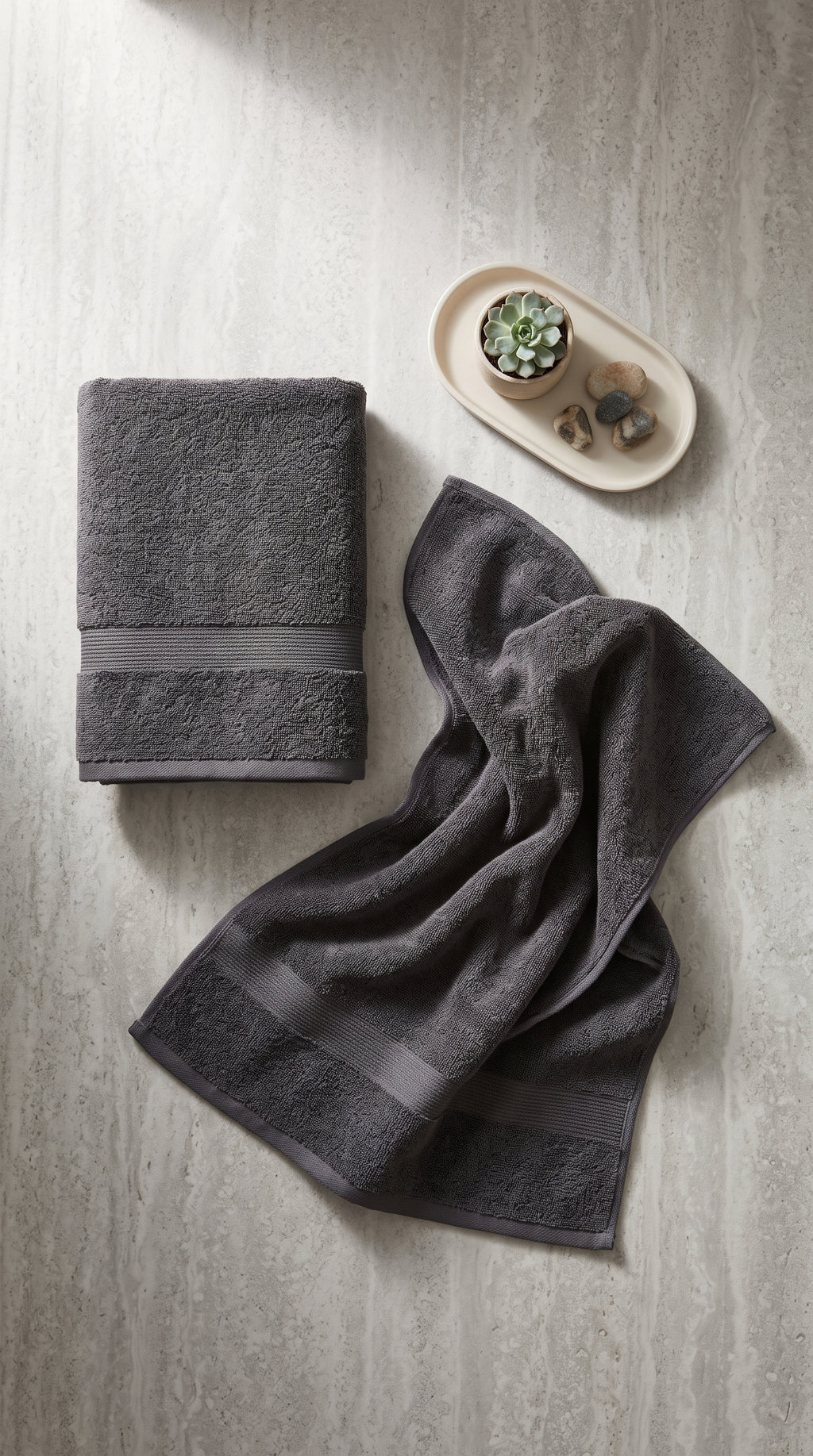 Grey Geometric Border Bath Towel Set of 2 | Premium Cotton, 70x140cm