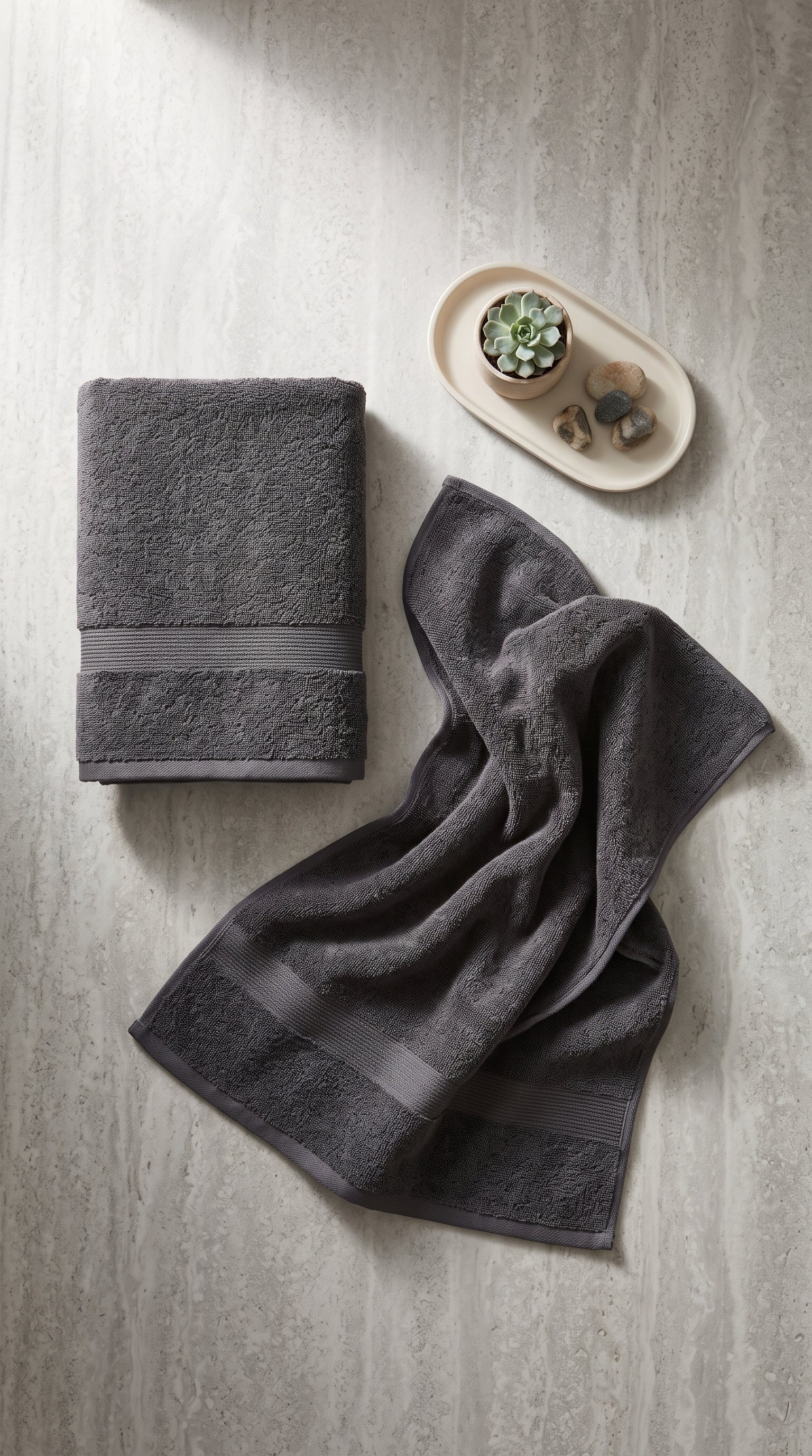 Grey Geometric Border Bath Towel Set of 2 | Premium Cotton, 70x140cm
