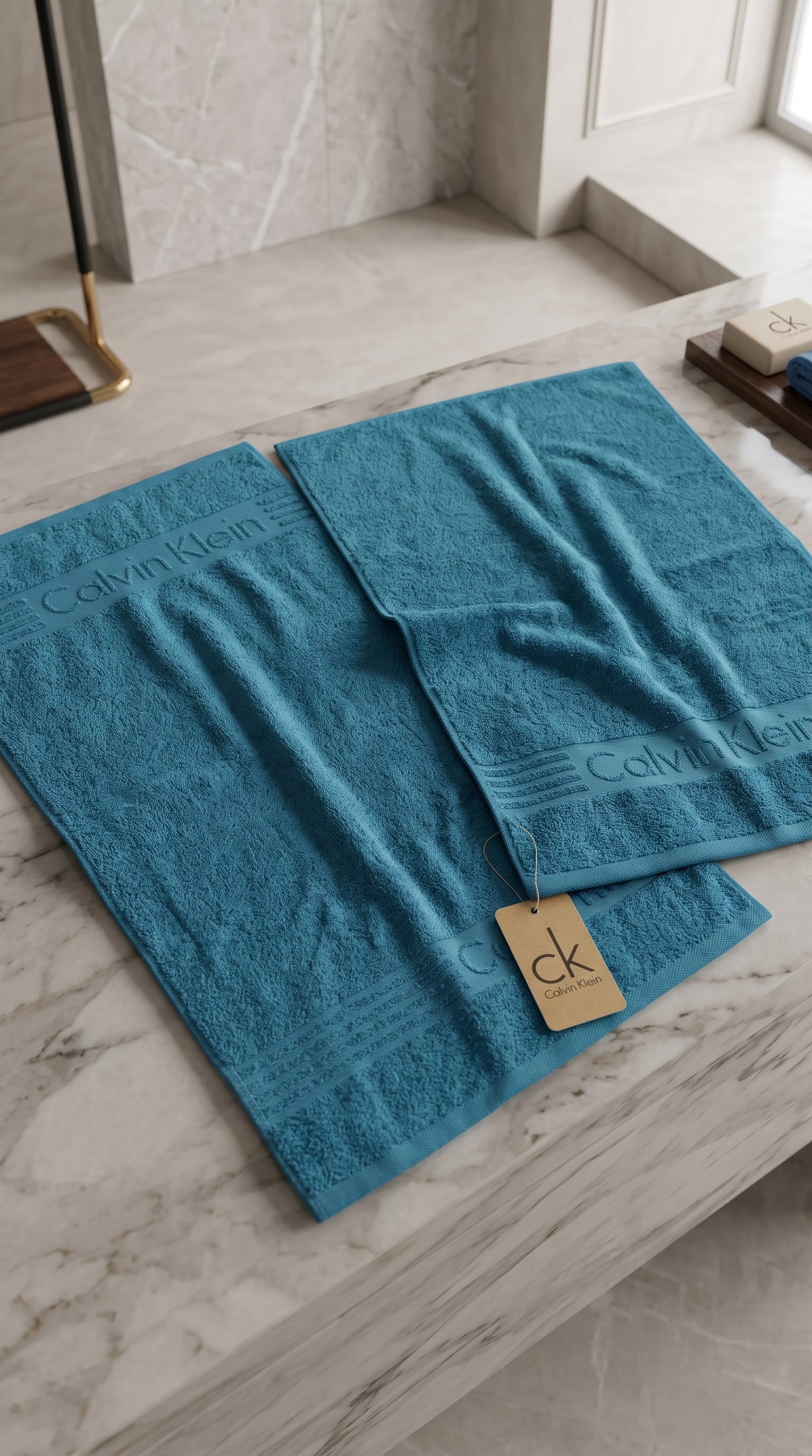 Teal Blue Premium Cotton Towel Set | Bath Towel & Hand Towel Combo, 100% Cotton